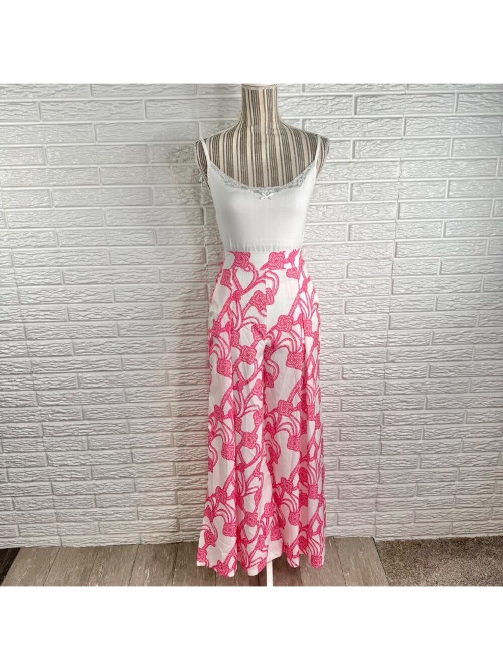 Julia Nautical Knot Print High Waisted Wide Leg Palazzo Pants Pockets Small NWT